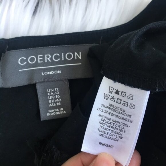 Coercion London Black Fringe Shift Dress - Picture 7 of 8